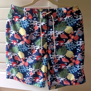 🔵NAUTICA VIBRANT MEN'S SWIM SHORTS WITH TROPICAL UNDERWATER PATTERN